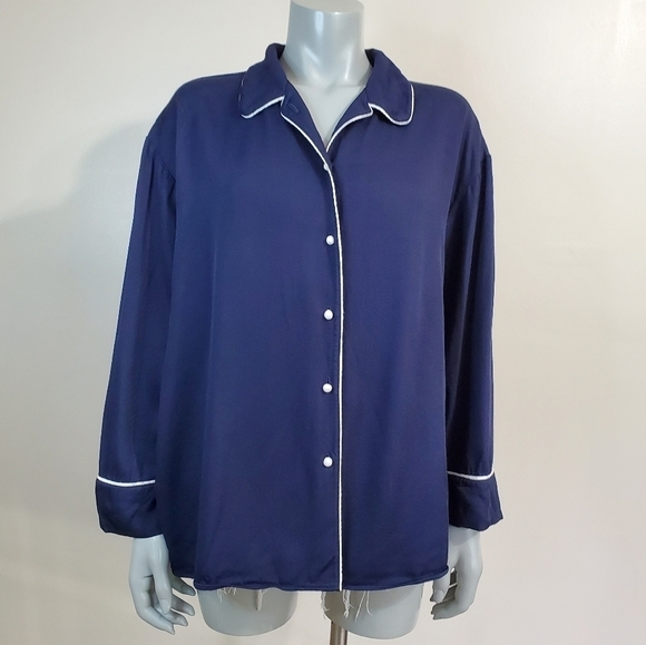 ARITZIA Wilfred "Char" Navy Pajama Top Blouse Size L - Picture 3 of 14